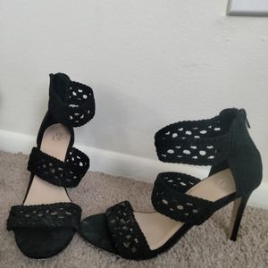 Size 8 New York and company black suede sandals with two inch heel